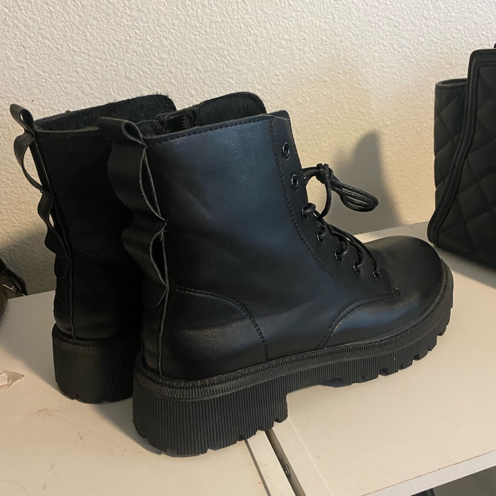 Cute black combat boots